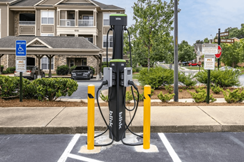 Six electric vehicle charging stations
